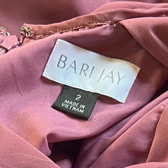 Bari Jay Double-Lined Sleeveless Backless Dusty Mauve Bridesmaid/Prom Gown, Sz 2 - Picture 6 of 14